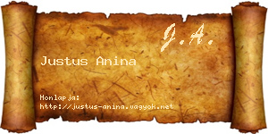 Justus Anina névjegykártya